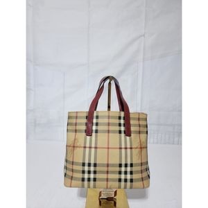 Authentic BURBERRY Haymarket Check Small Tote Red
